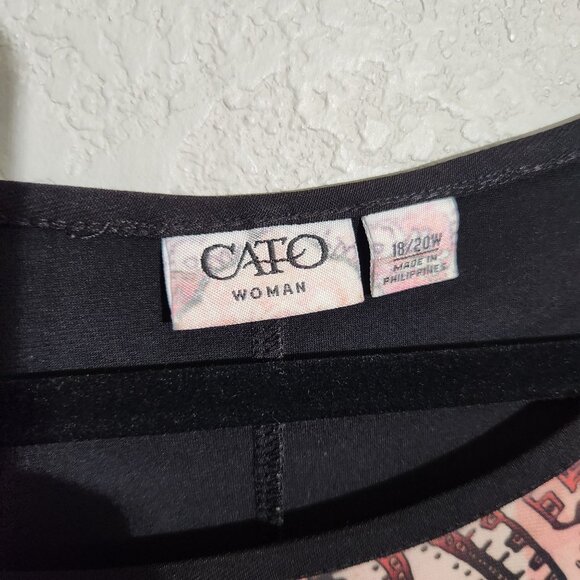 Cato Woman Paisley Print Tunic Top Size 18/20W Black & Multicolor Short Sleeve - Picture 2 of 11